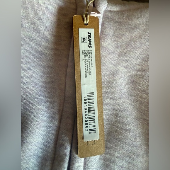 NWT SKIMS Cotton Fleece Cropped Zip-Up Hoodie-Purple Heather-Large - Picture 13 of 15